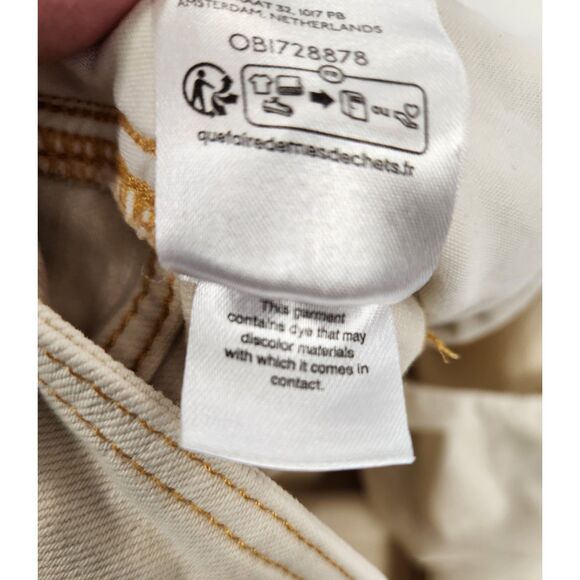 Pilcro Womens Pants Size 27 Cream Cropped Wide Leg High Rise Utility Statement - Picture 6 of 12